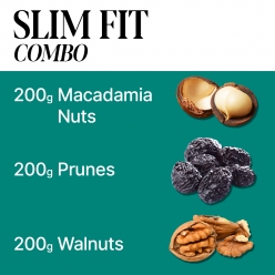 SLIM FIT COMBO I  200g Macadamia Nuts I 200g Dried Prunes I 200g Walnuts I Luxury nuts and  dried fruits ABI